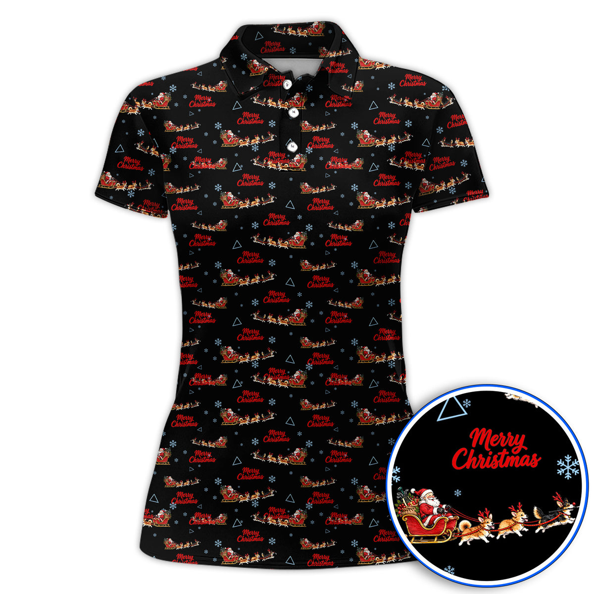 Corgi Christmas Pattern Golf Shirt, Funny Corgi Golf Polos, Xmas Golf Gift For Golfers