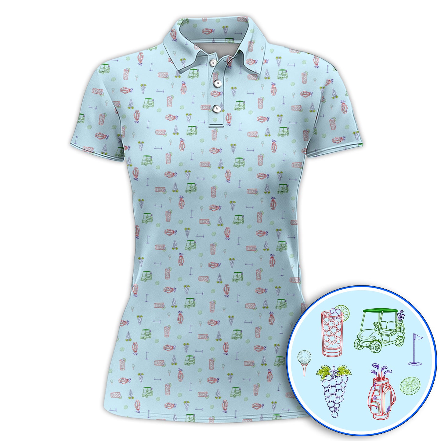 Transfusion Drink Golf Polos, Golf Cocktail Pattern Golf Shirt, Cool Golf Lover Apparel For Golfer