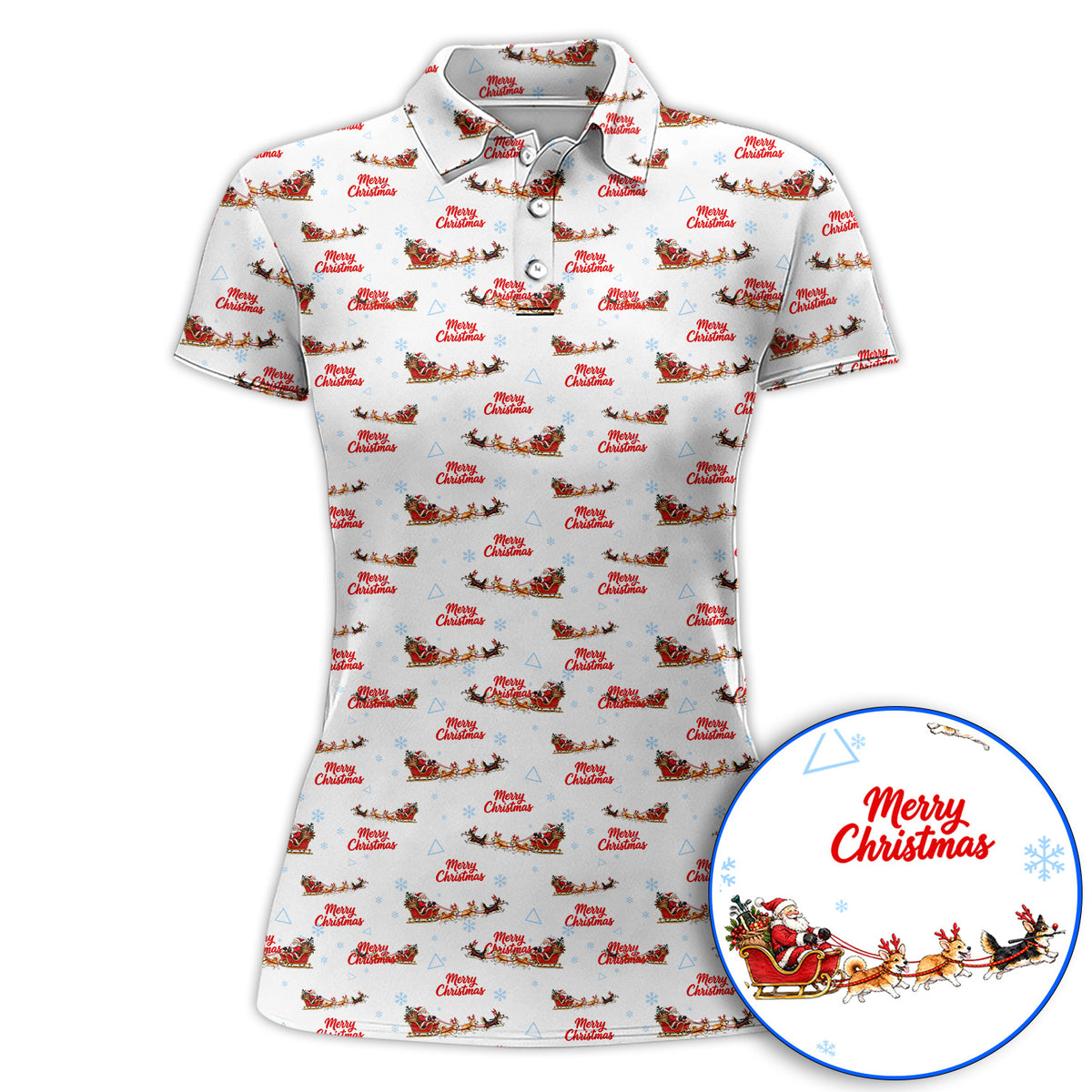 Corgi Christmas Pattern Golf Shirt, Funny Corgi Golf Polos, Xmas Golf Gift For Golfers