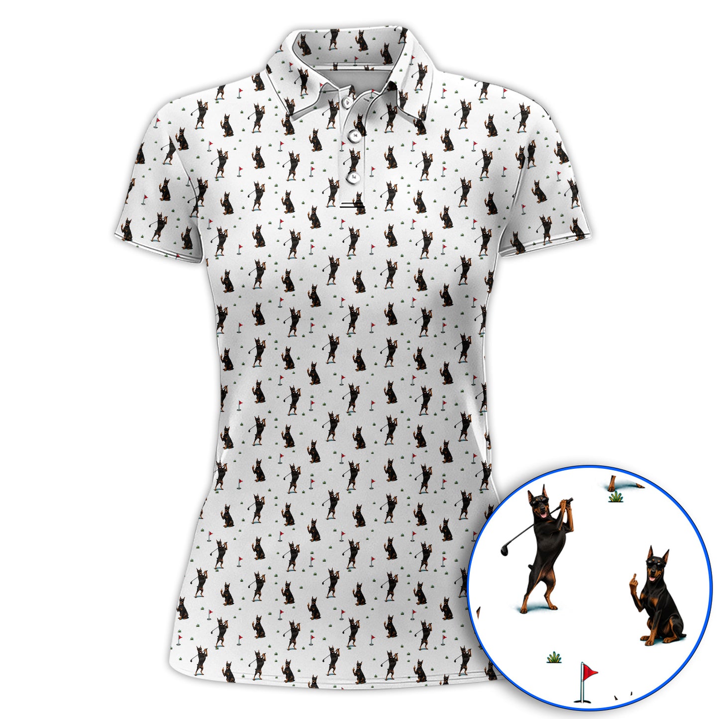 Doberman Golf Polos, Doberman Pattern Golf Shirt, Crazy Golf Gift For Men