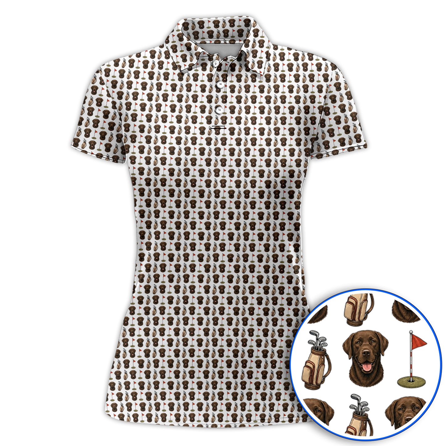 Chocolate Labrador Retriever Golf Shirt, Funny Chocolate Lab Pattern Golf Polos, Dog Lover Golf Shirt