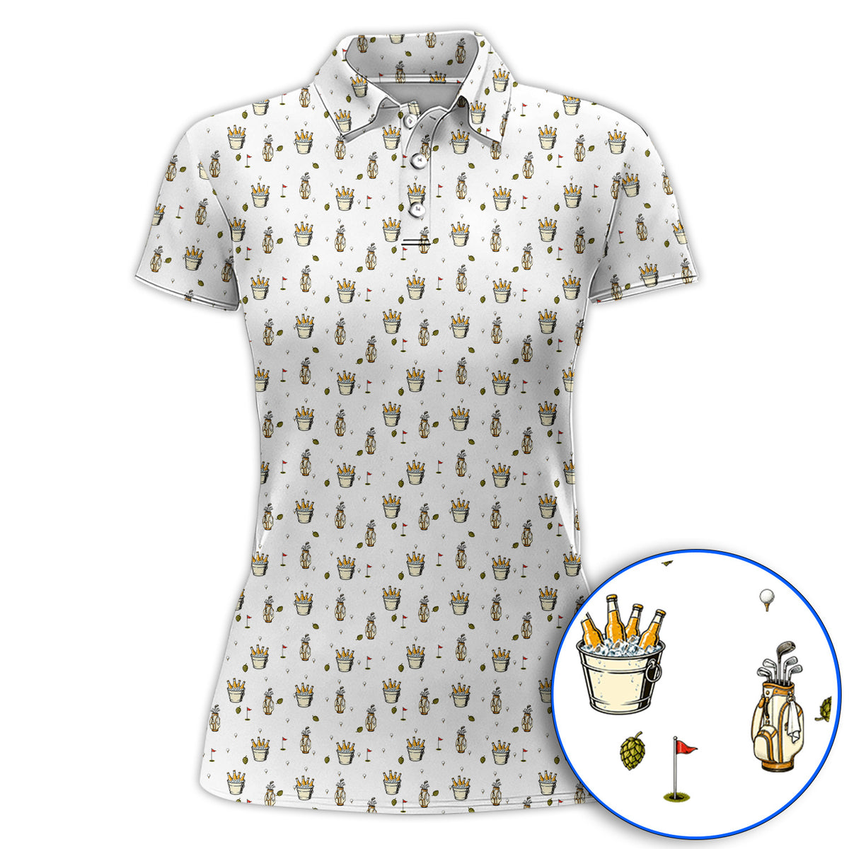 Crazy Beer Pattern Golf Shirt, Beers Golf Polos, Golf Gift For Golfer
