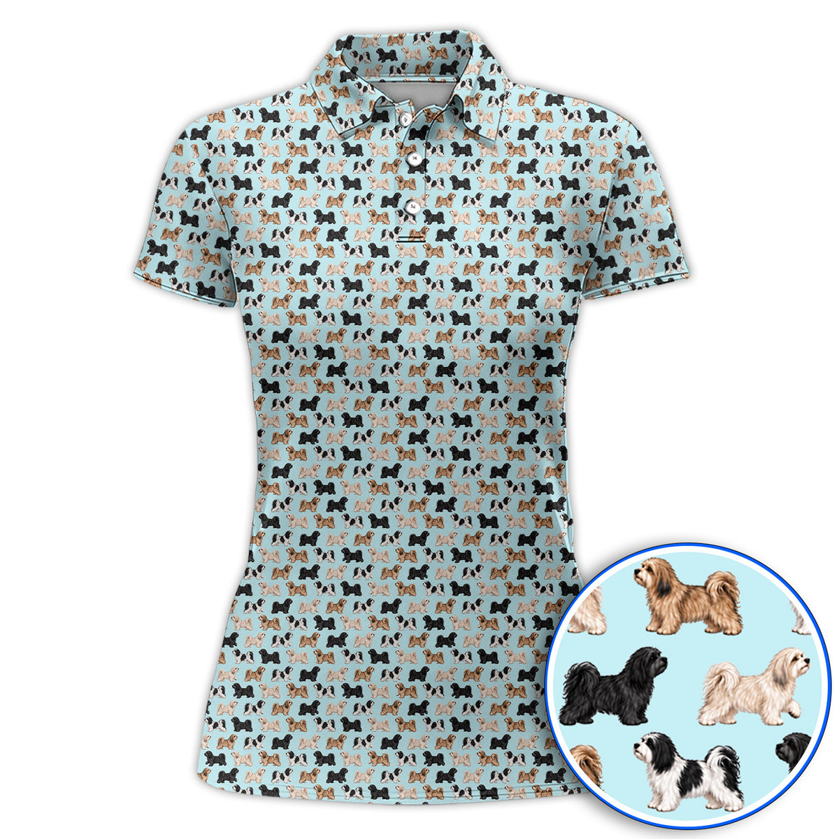 Funny Havanese Golf Polos, Havanese Dog Pattern Golf Shirt, Golf Gift For Golfers