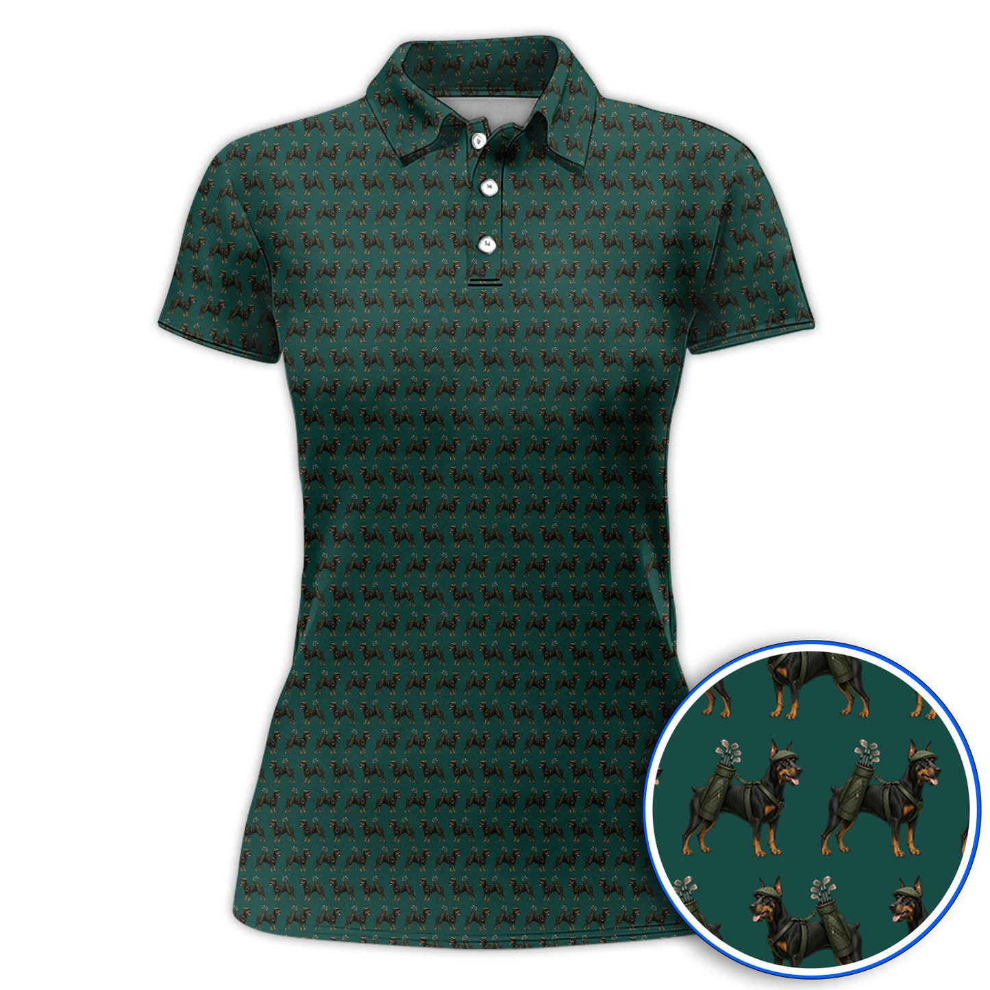 Doberman Golf Polos, Crazy Doberman Pattern Golf Shirt, Dog Lover Golf Gift