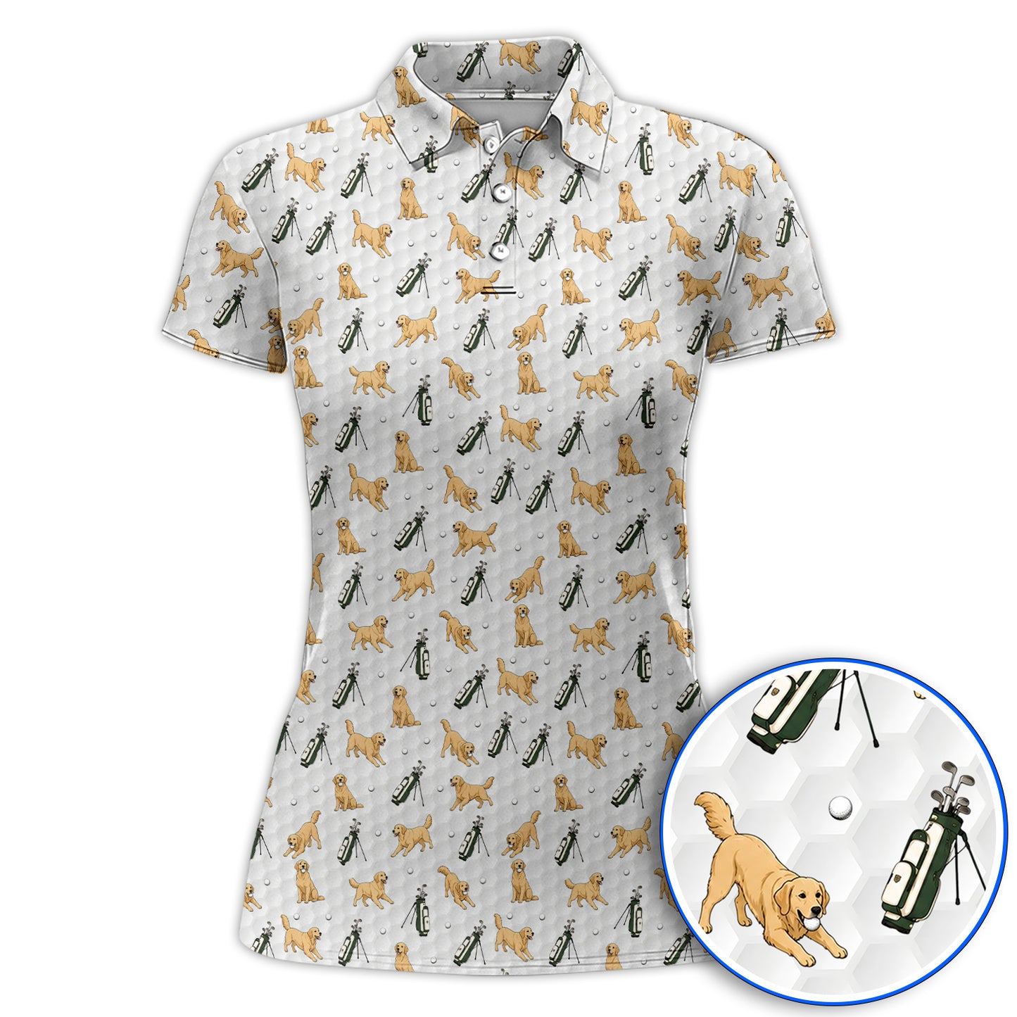 Funny Golden Retriever Pattern Golf Shỉt, Golden Retriever Golf Shirt For Golfer, Dad Golf Gift