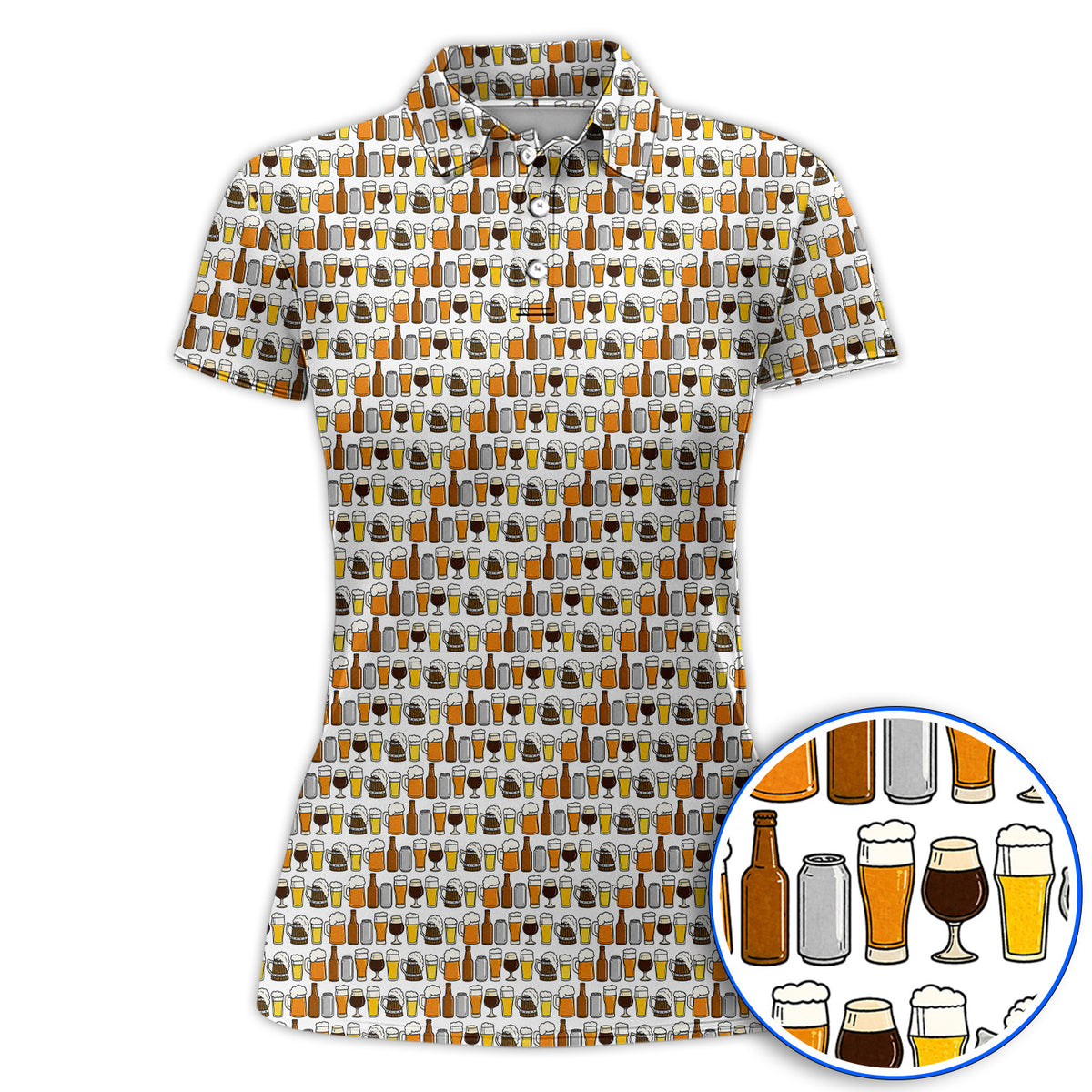 Beer Pattern Golf Polos, Funny Beer Lover Golf Shirt, Golf Gift For Beer Lovers