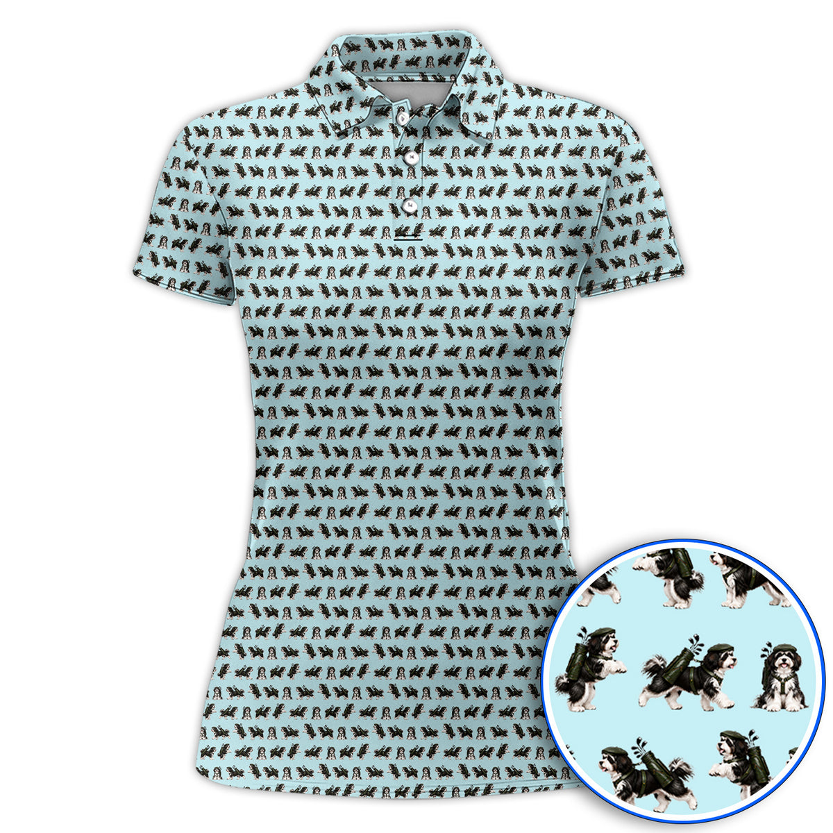 Havanese Pattern Golf Polos, Funny Havanese Golf Shirt, Golf Gift for Golfers