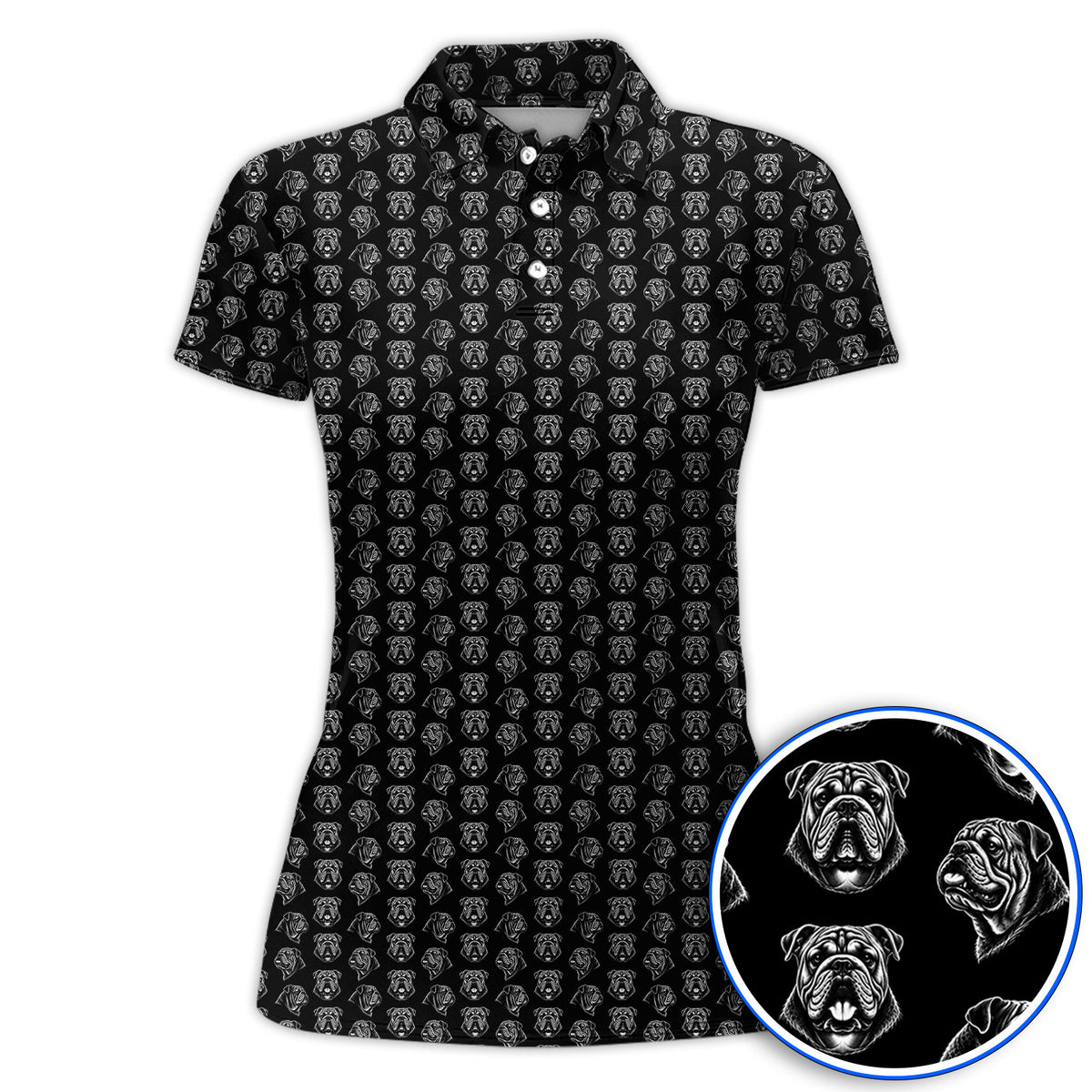 English Bulldog Golf Pattern Polos, Bulldog Golf Shirt, Crazy Golf Gift For Golfers