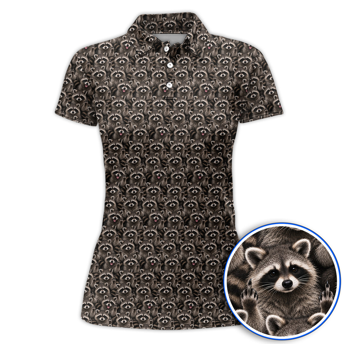 Raccoon Golf Pattern Polos, Crazy Raccoon Golf Shirt, Golf Gift for Golfer