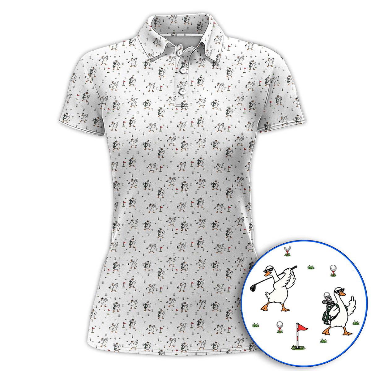 Crazy Goose Golf Shirt, Goose Golf Pattern Polos, Unique Golf Gift for Golfers