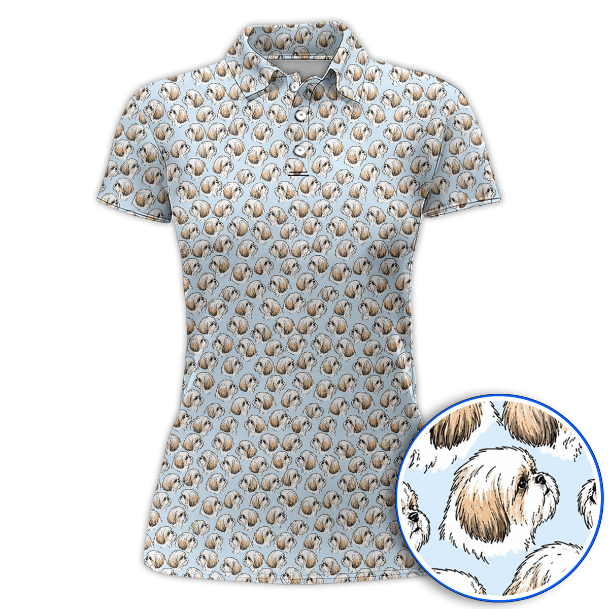 Shih Tzu Golf Shirt, Cute Shih Tzu Pattern Golf Polos, Crazy Golf Gift For Dog Lover