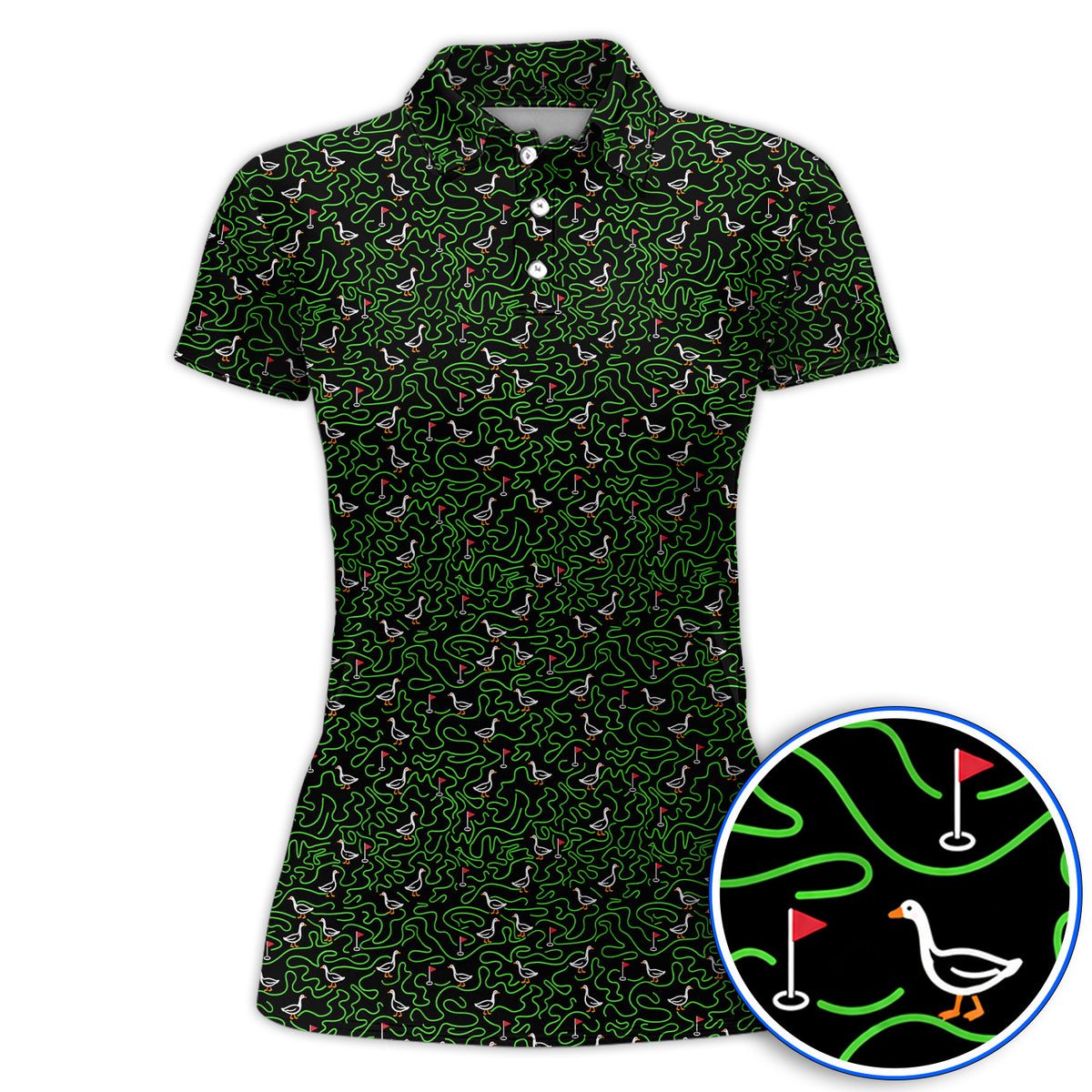 Goose Pattern Golf Shirt, Funny Goose & Golf Polos, Golf Gift For Golfer