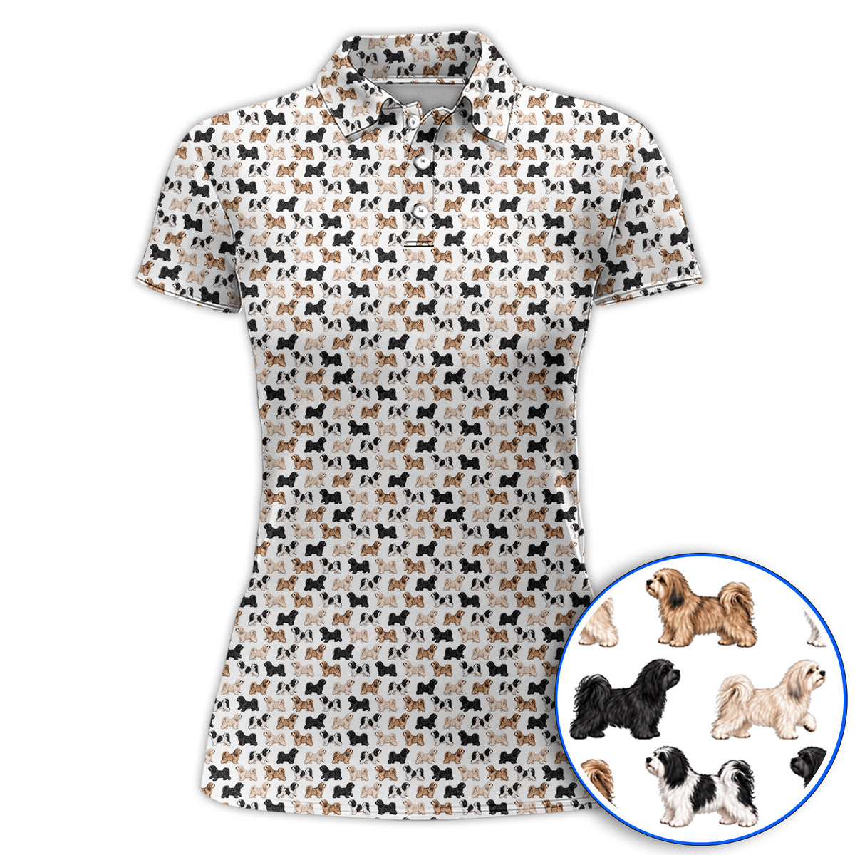 Funny Havanese Golf Polos, Havanese Dog Pattern Golf Shirt, Golf Gift For Golfers