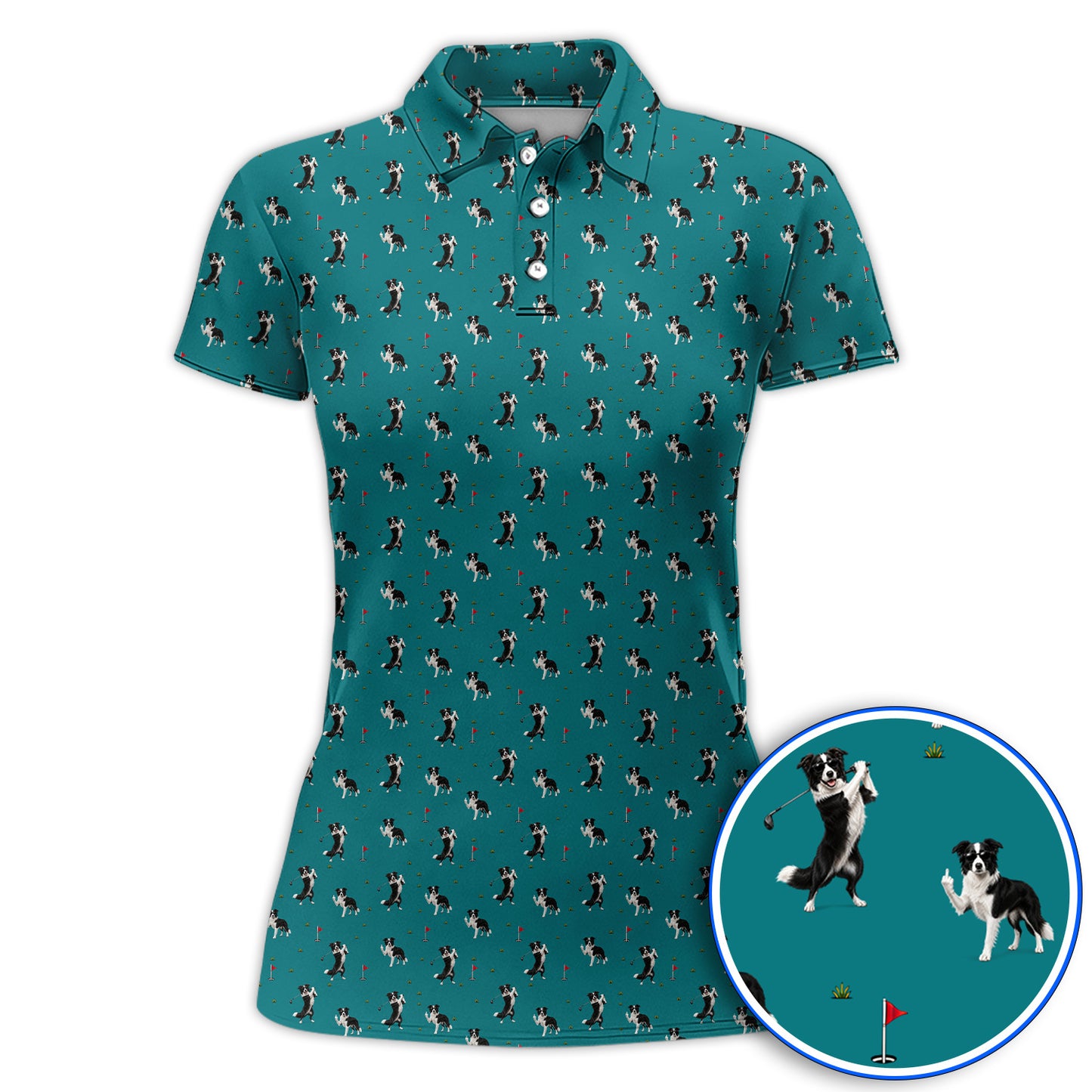Border Collie Golf Polos, Border Collie Pattern Golf Shirt For Golfer, Funny Golf Gift For Dog Lover