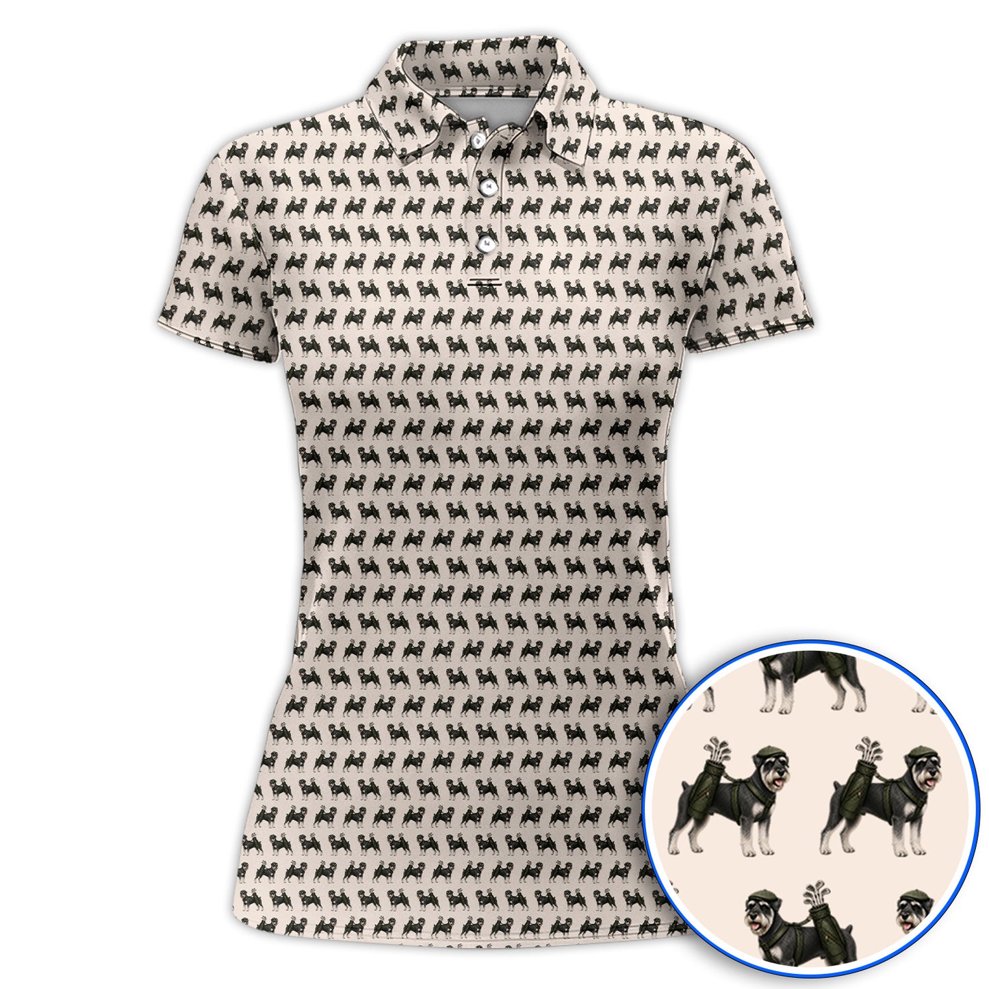 Miniature Schnauzer Golf Cart Shirt, Funny Golf Schnauzer Pattern Golf Polos, Gift For Golf Lovers