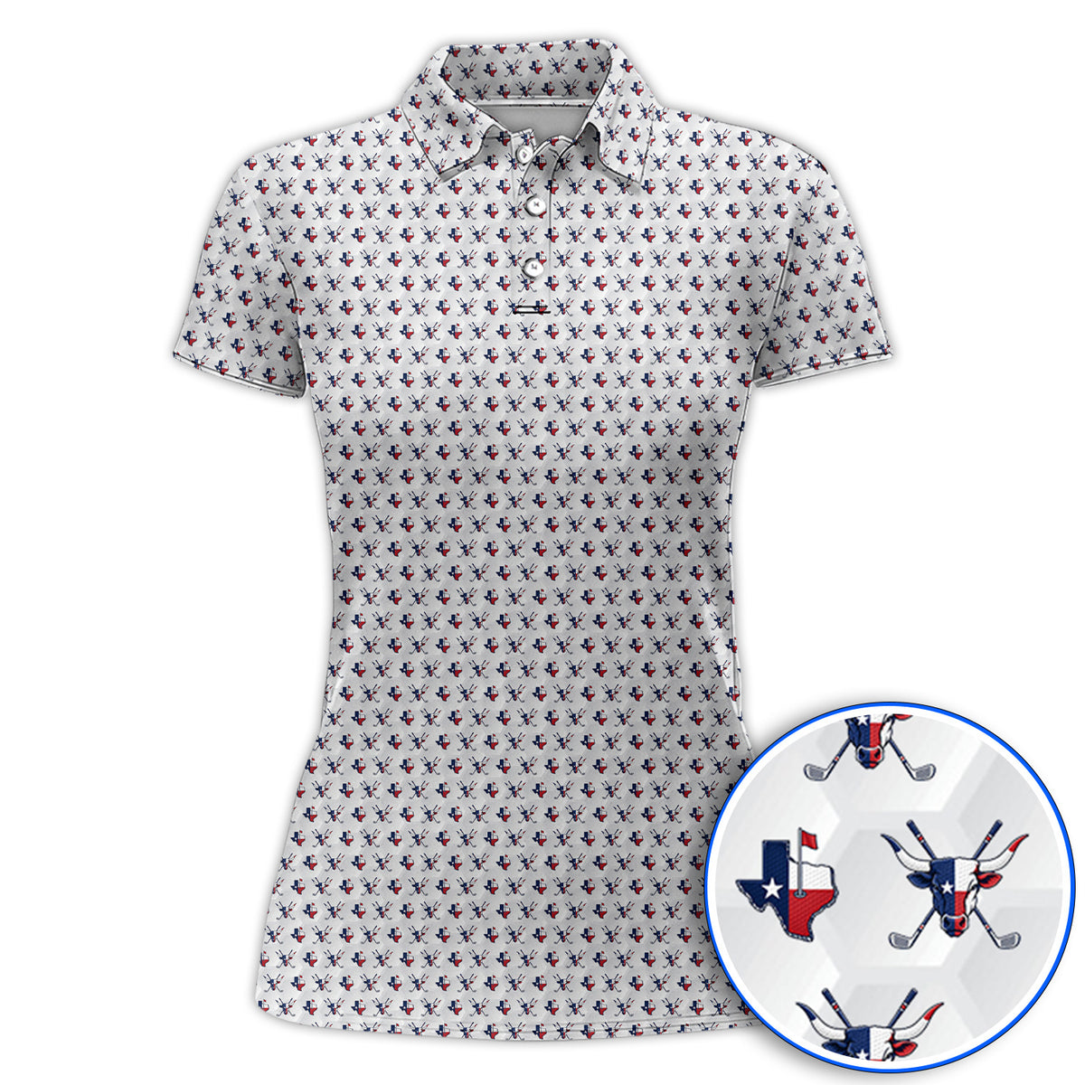 Texas Longhorn Golf Polos, Texas Flag Golf Pattern Shirt, Western Longhorn Golf Gift For Golfer