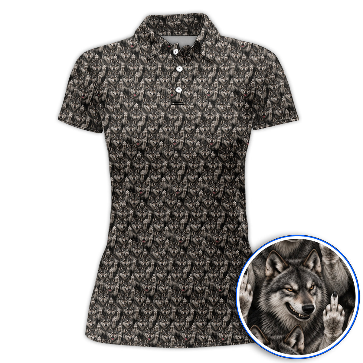 Crazy Wolf Golf Polos, Wolf Golf Pattern Shirt, Golf Gift for Golfers