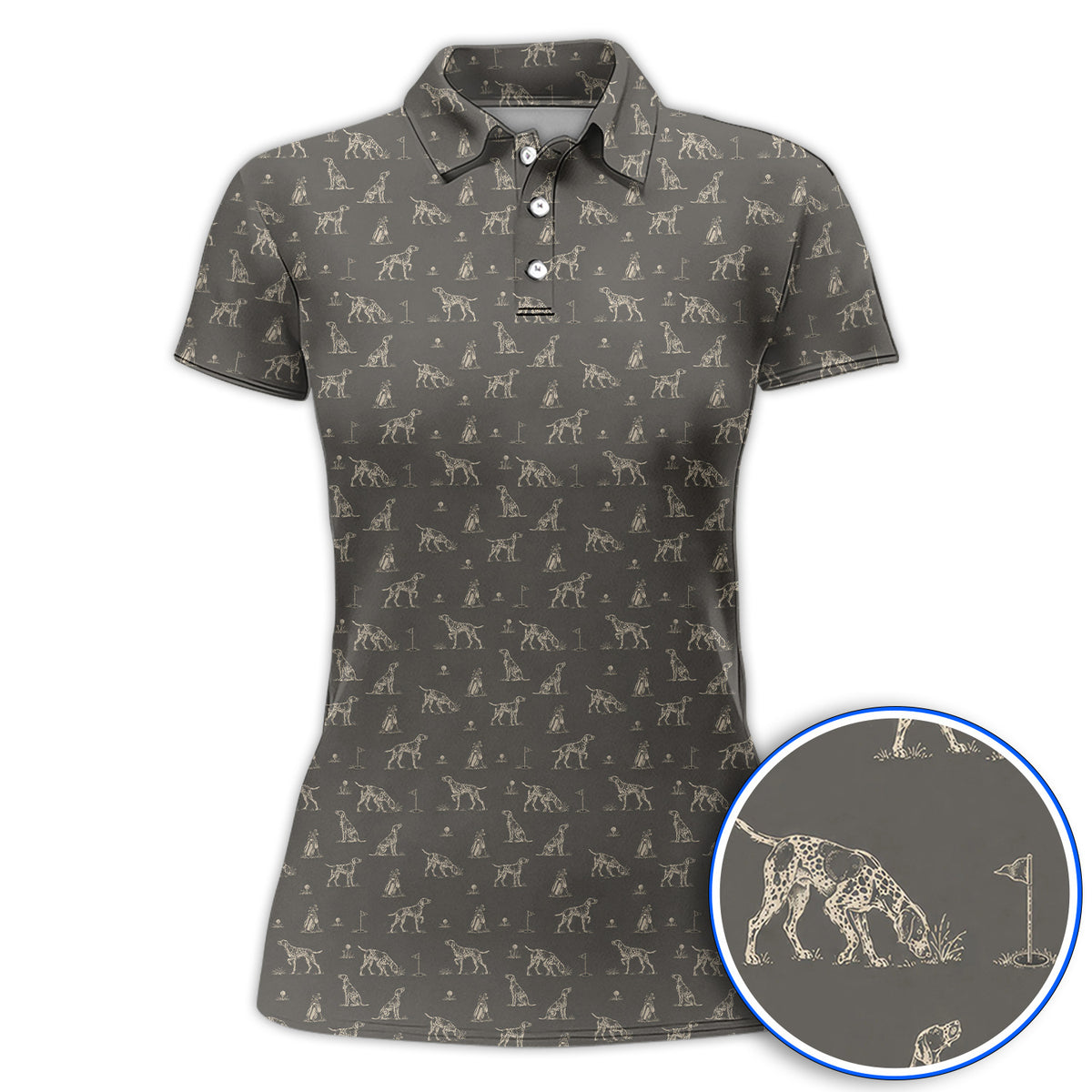 German Shorthaired Pointer Golf Shirt, Crazy Pointer Pattern Golf Polos, Golf Gift For Golfer