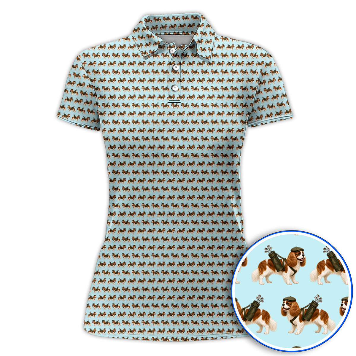 Cavalier King Charles Spaniel Golf Polos, Funny Cavalier Golf Shirt, Golf Gift For Dog Lovers