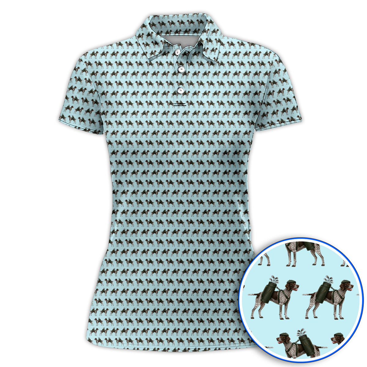 Crazy German Shorthaired Pointer Golf Shirt, Pointer Pattern Golf Polos, Golf Gift For Golfer