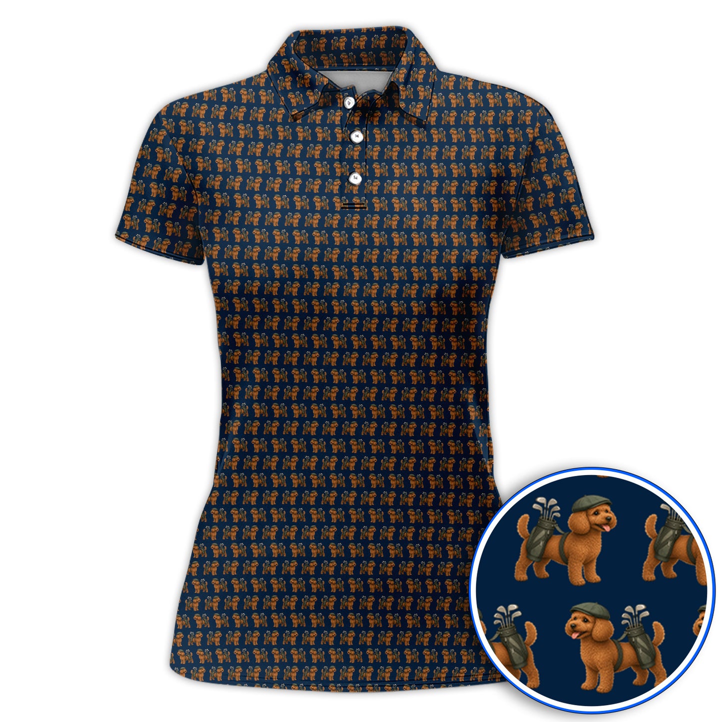 Funny Dog Pattern Golf Shirt, Poodle Golf Polos, Golf Gift For Golfer
