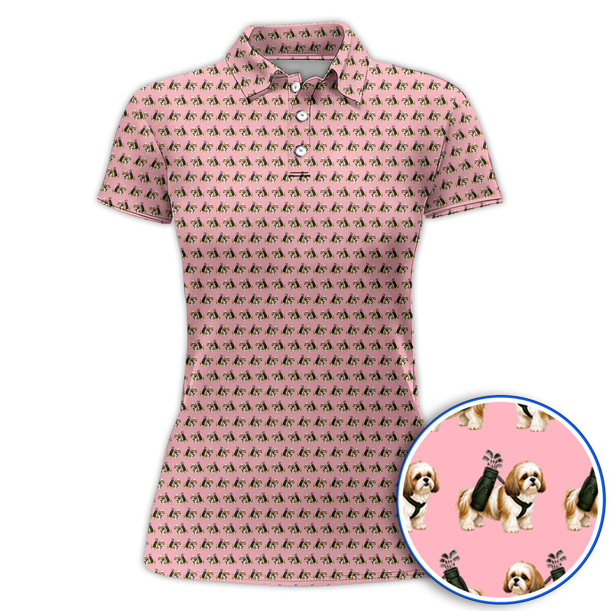 Shih Tzu Golf Polos, Cute Shih Tzu Pattern Golf Shirt, Golf Gift For Golfer