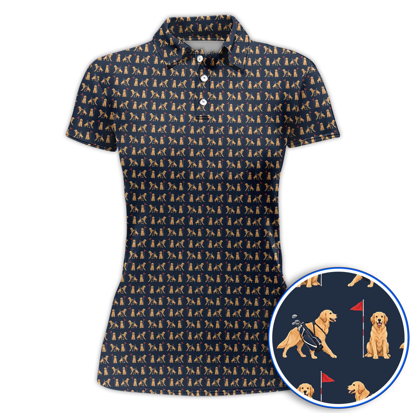 Funny Golden Retriever Golf Shirt, Golden Retriever Pattern Golf Polos, Dog Lover Golf Shirt
