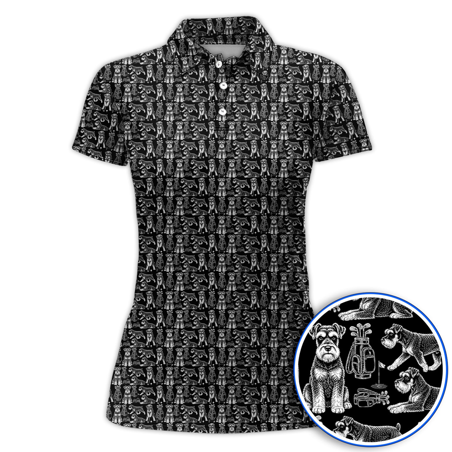 Miniature Schnauzer Golf Polos, Retro Schnauzer Golf Shirt, Crazy Golf Gift For Golfer