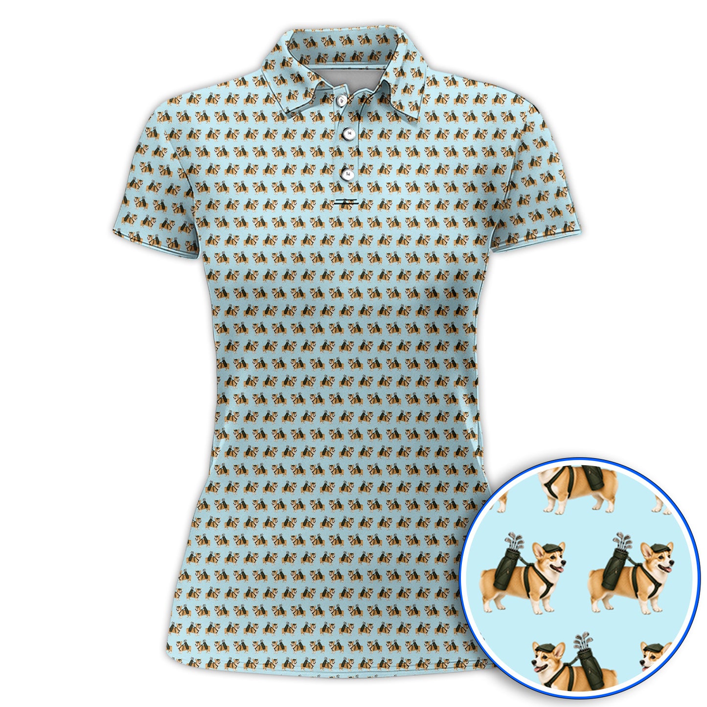 Funny Corgi Golf Polos For Golfer, Corgi Pattern Golf Shirt, Dog Lover Golf Gift