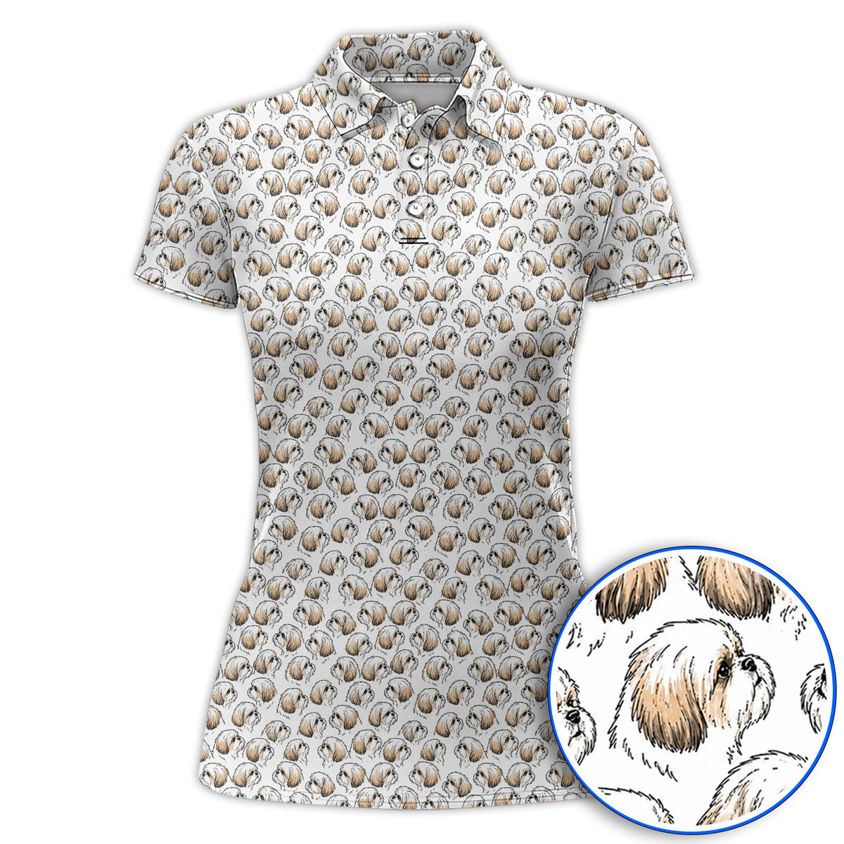 Shih Tzu Golf Shirt, Cute Shih Tzu Pattern Golf Polos, Crazy Golf Gift For Dog Lover