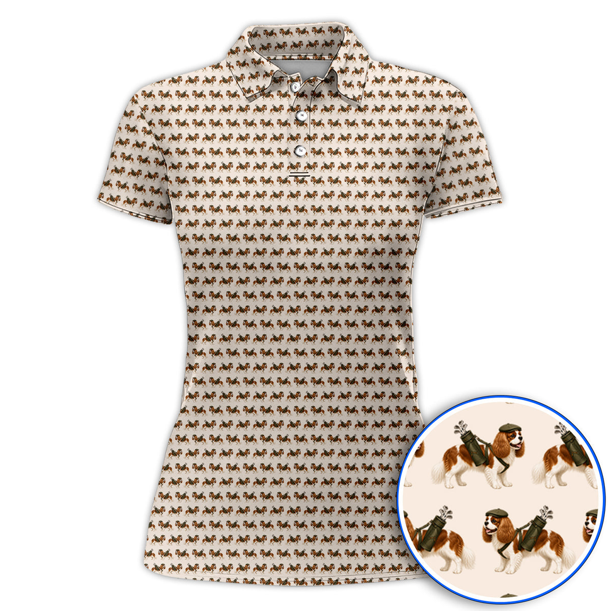 Cavalier King Charles Spaniel Golf Polos, Funny Cavalier Golf Shirt, Golf Gift For Dog Lovers