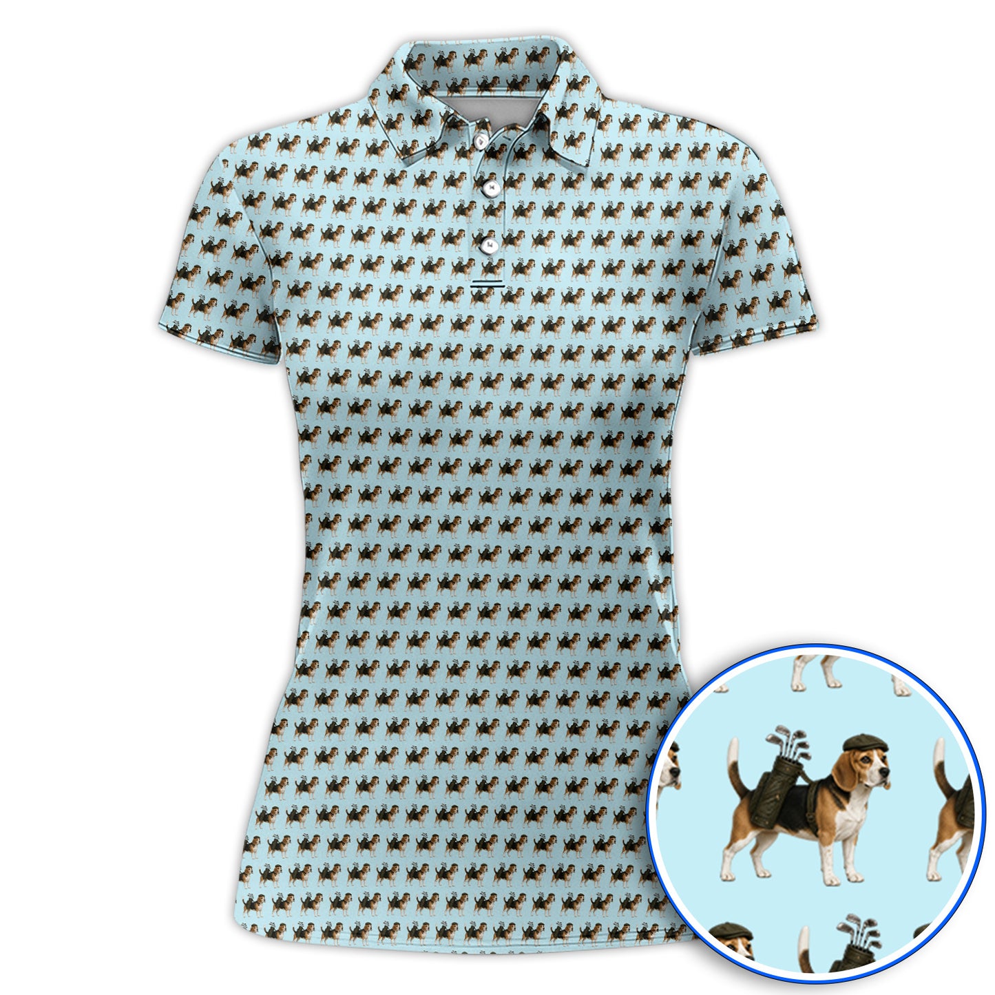Classic Beagle Pattern Golf Polos, Beagle Dog Golf Shirt, Crazy Golf Gift For Golfer