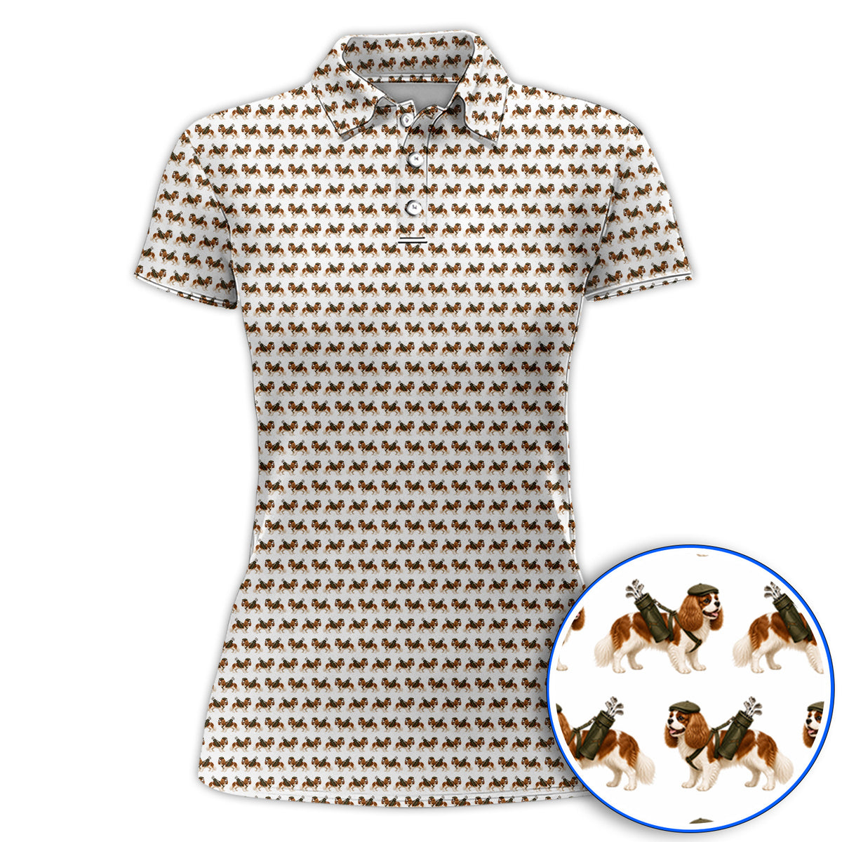 Cavalier King Charles Spaniel Golf Polos, Funny Cavalier Golf Shirt, Golf Gift For Dog Lovers