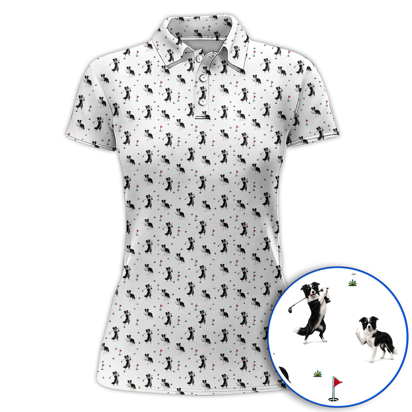 Border Collie Golf Polos, Border Collie Pattern Golf Shirt For Golfer, Funny Golf Gift For Dog Lover