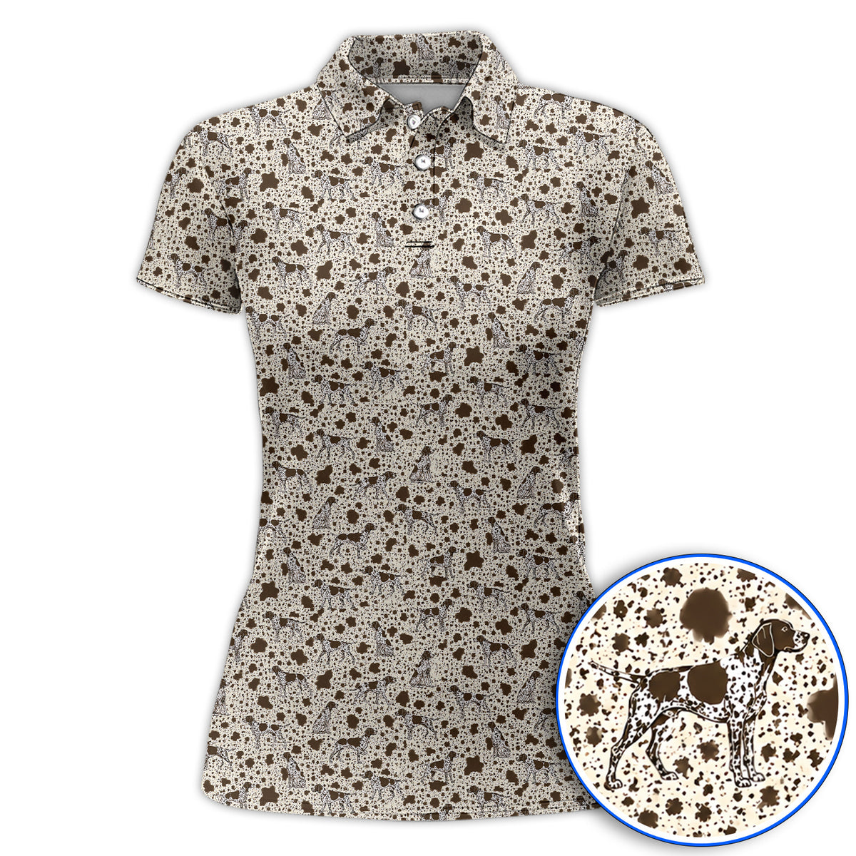 German Shorthaired Pointer Golf Shirt, Pointer Pattern Golf Polos, Crazy Golf Gift For Golfer