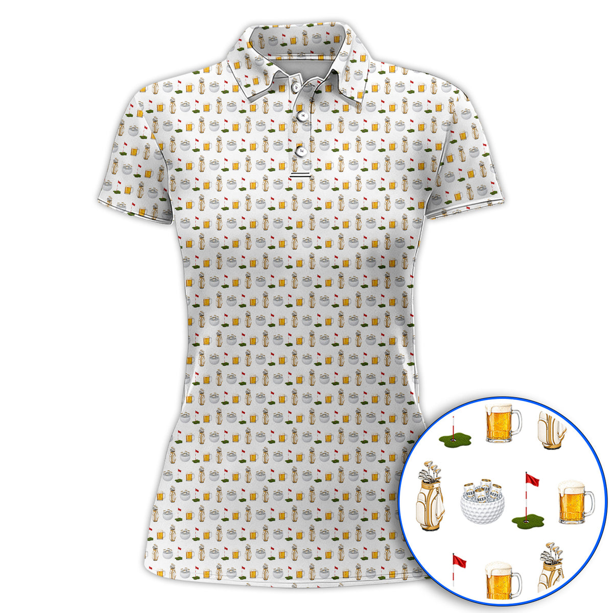 Crazy Beer Pattern Golf Polos, Beers Golf Shirt, Golf Gift For Golfer
