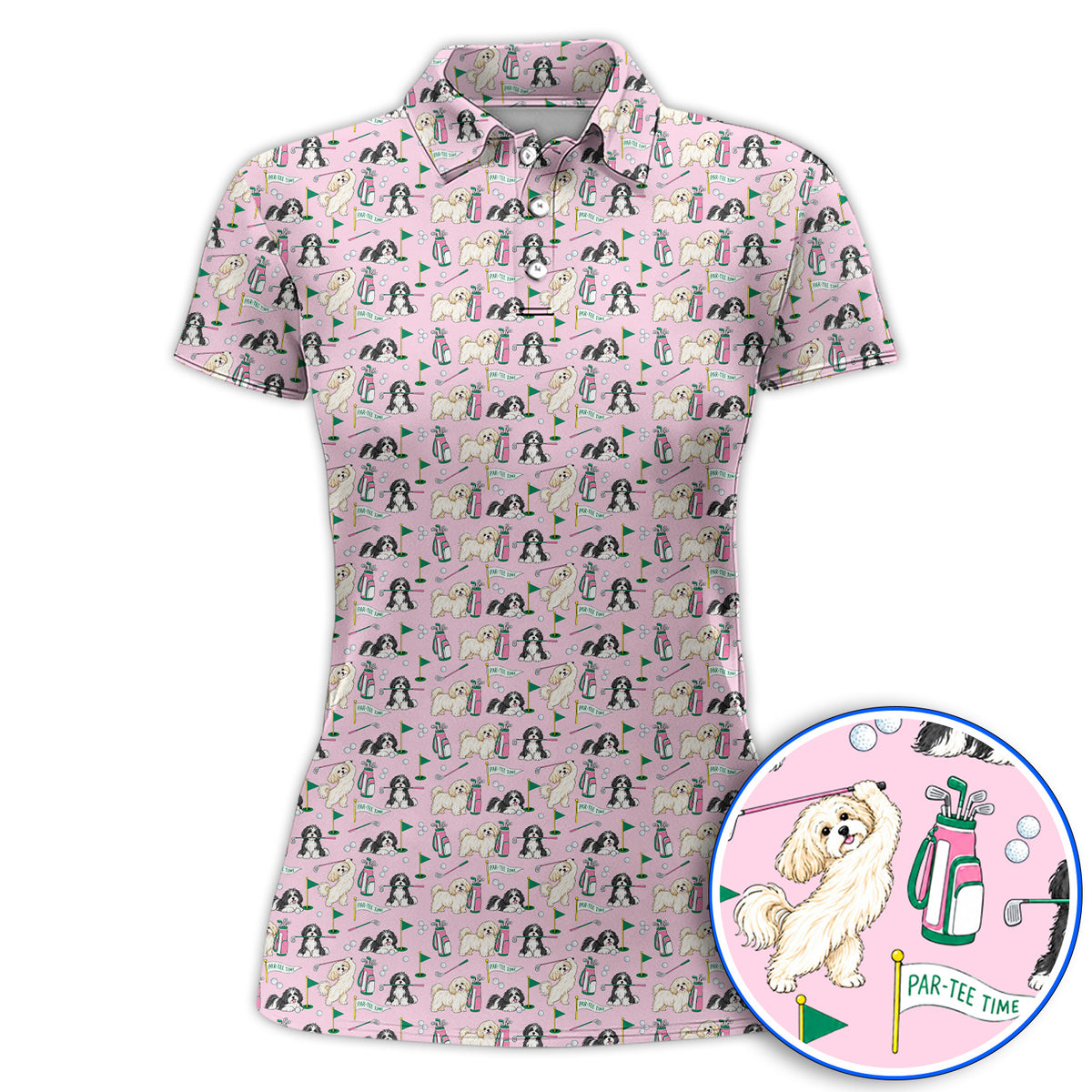 Havanese Pattern Golf Polos, Cute Havanese Golf Shirt, Crazy Golf Gift for Golfer