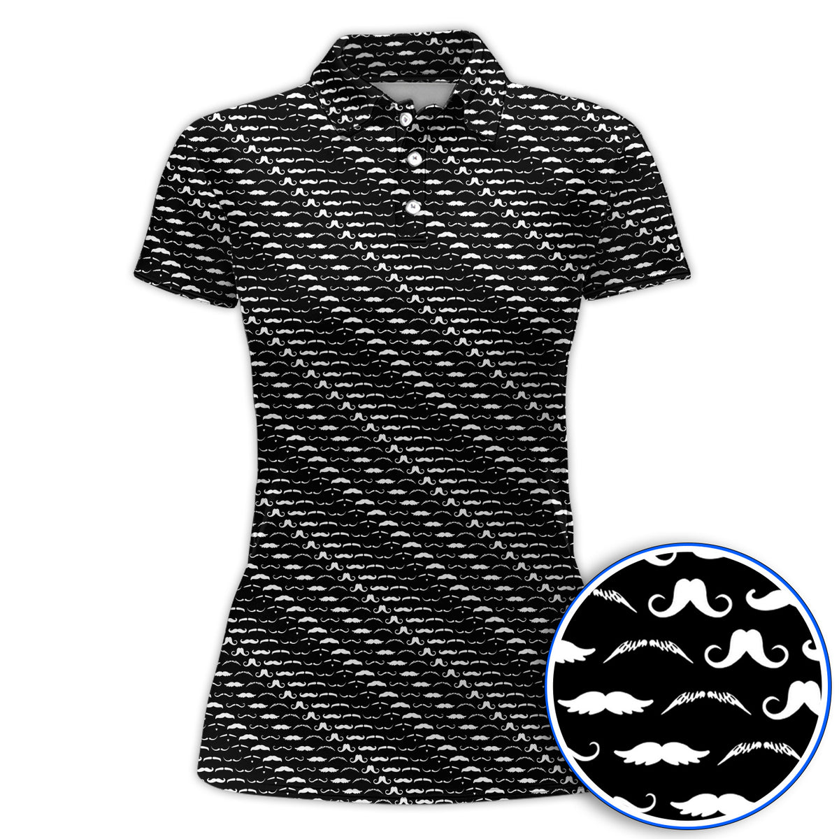 Funny Mustache Golf Polos, Movember Pattern Golf Shirt, Golf Gift for Golfers
