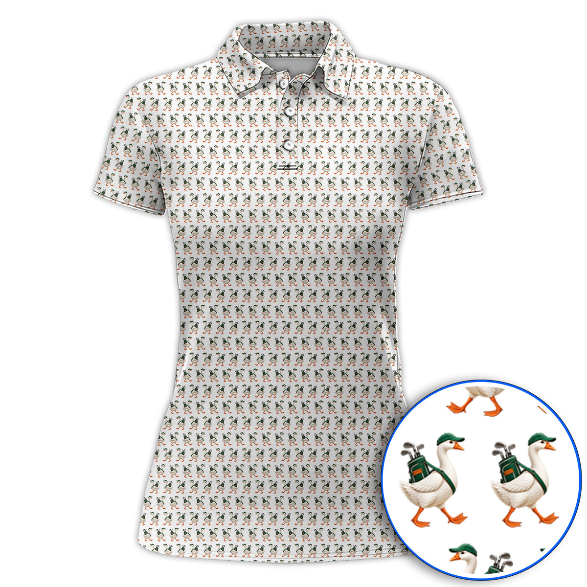 Walking Goose Golf Shirt, Funny Goose Pattern Golf Polos, Golf Gift For Golfer