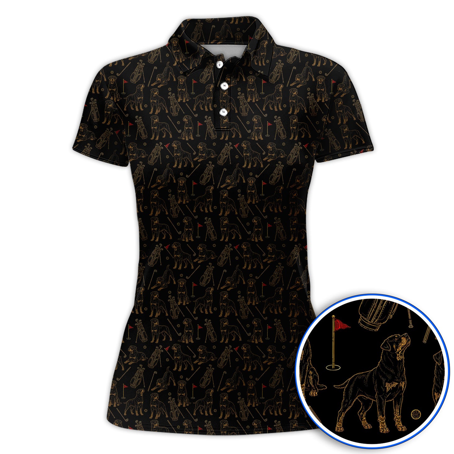 Crazy Rottweiler Golf Polos, Rottweiler Dog Pattern Golf Shirt, Golf Gift For Golfer