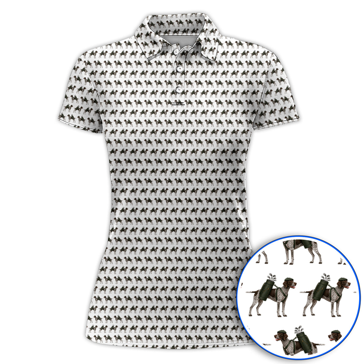 Crazy German Shorthaired Pointer Golf Shirt, Pointer Pattern Golf Polos, Golf Gift For Golfer
