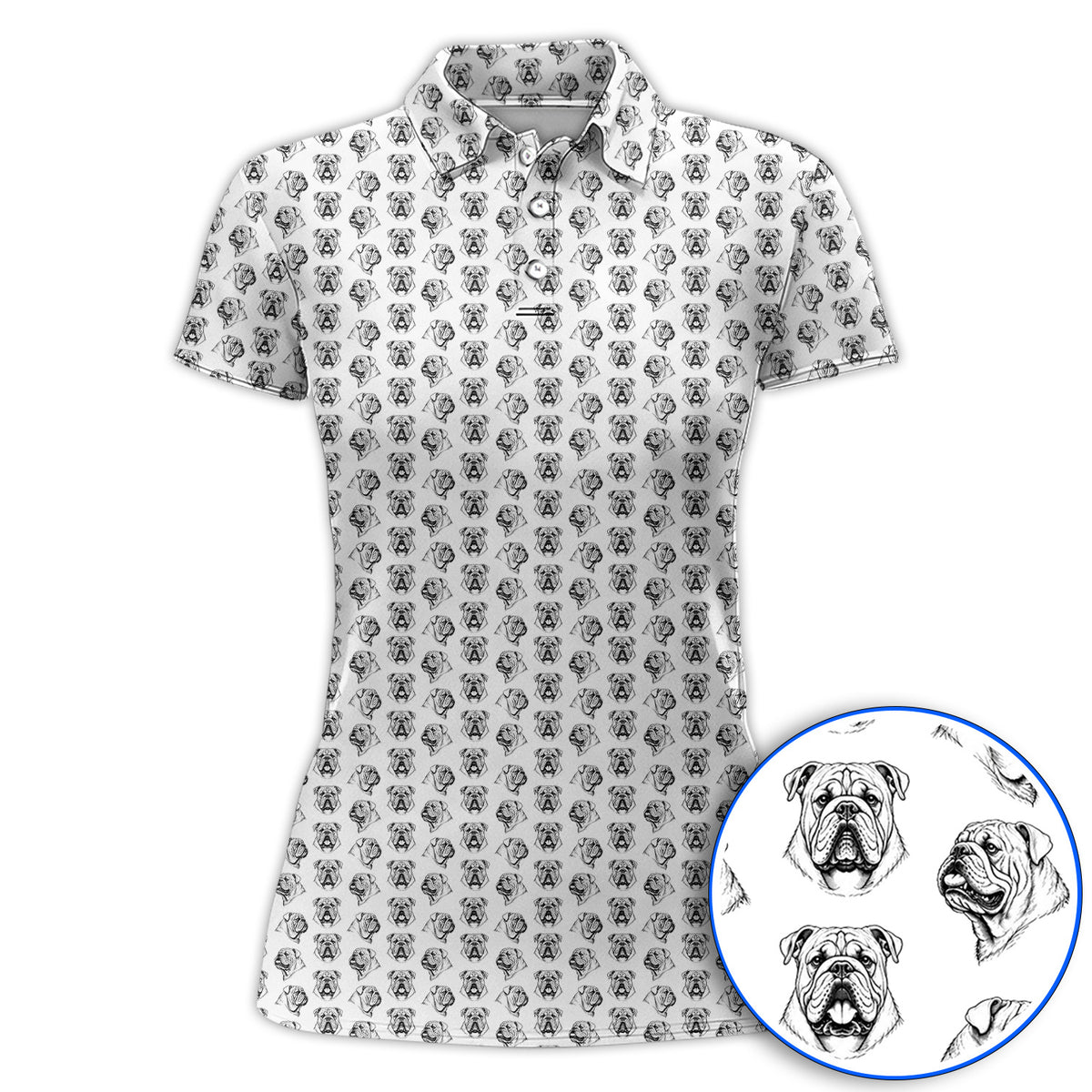 English Bulldog Golf Pattern Polos, Bulldog Golf Shirt, Crazy Golf Gift For Golfers