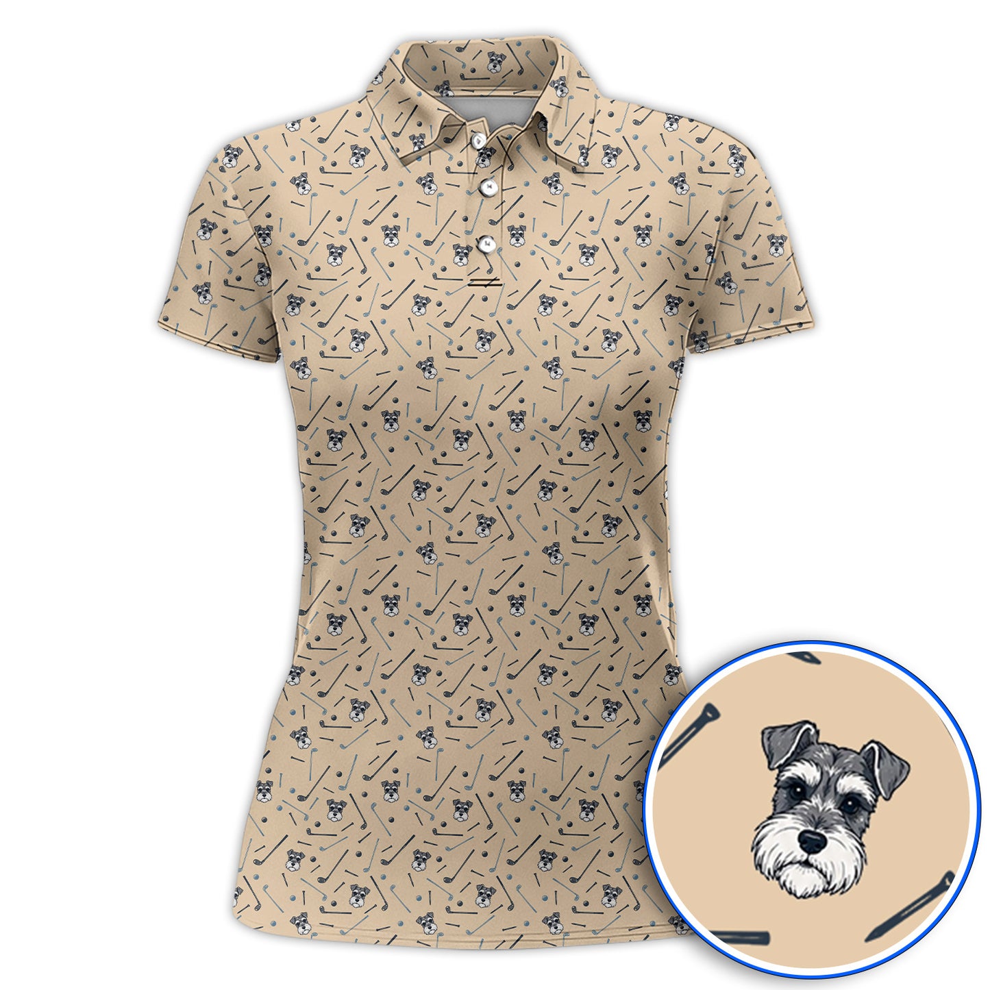 Crazy Miniature Schnauzer Pattern Golf Polos, Mini Schnauzer Golf Shirt, Dog Lover Golf Gift