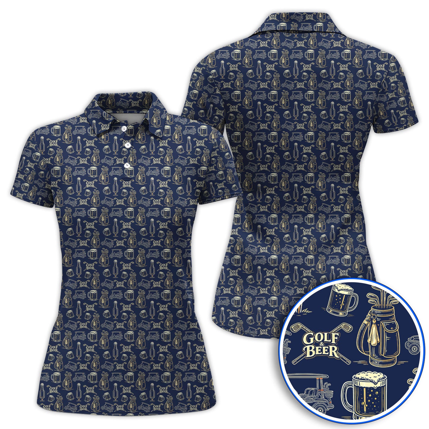 Golf And Beer Pattern Polos, Crazy Golf Shirt For Golfer, Men Golf Gift