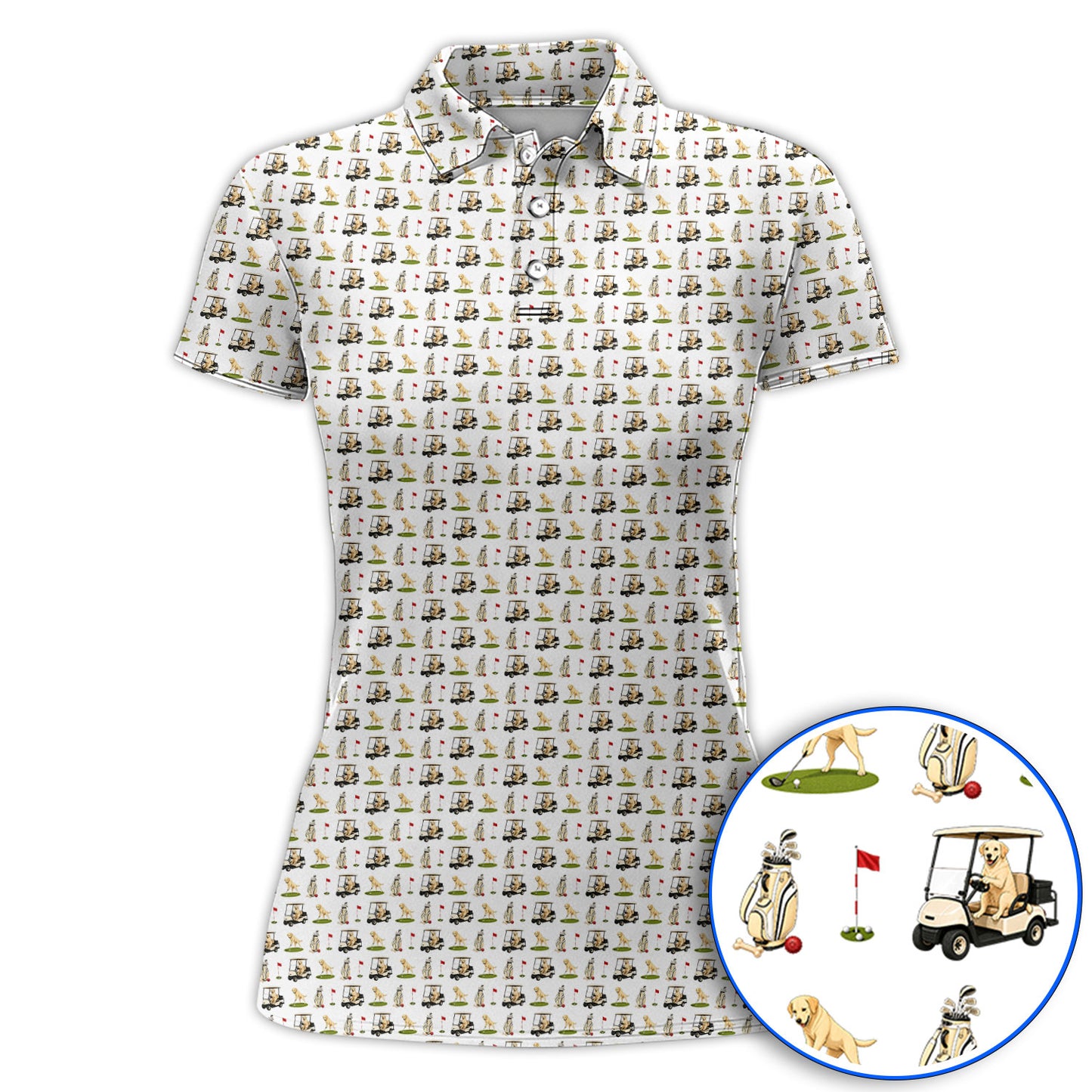 Funny Labrador Pattern Golf Shirt, Labrador Driving Golf Cart Polos, Unique Dog Lover Gift For Golfer