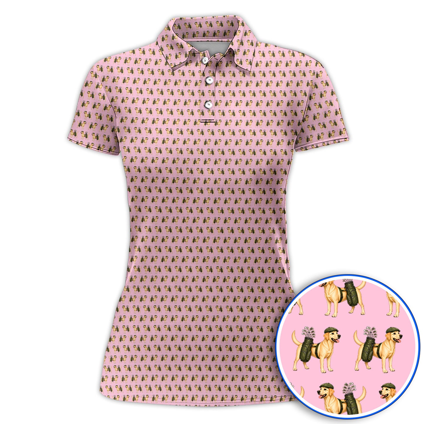 Funny Labrador Retriever Pattern Golf Shirt, Cute Yellow Lab Golf Polos For Pet Lover, Unique Golf Gift For Golfer