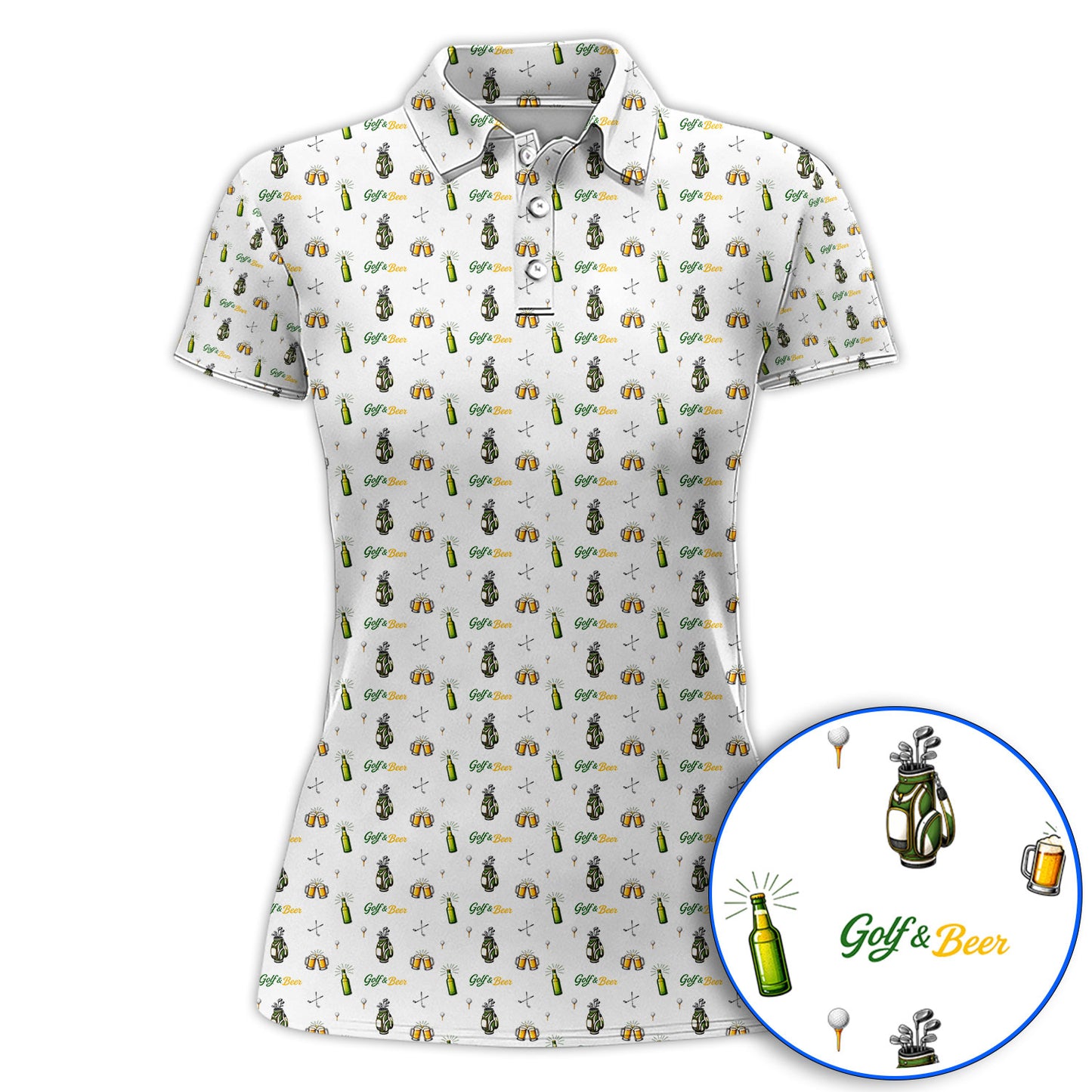 Funny Beer Golf Shirt For Men, Golf & Beer Pattern Polos, Golf Gift For Golfer