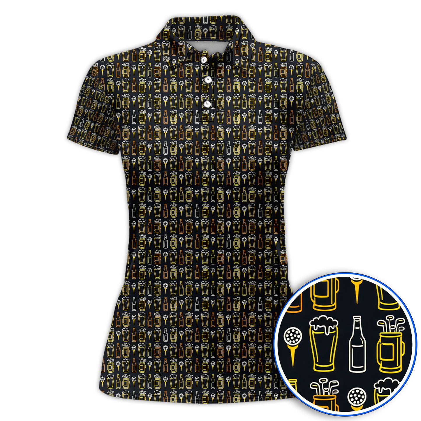 Funny Golf And Beer Pattern Shirt, Crazy Golf Polos For Men, Golf Gift For Golfer