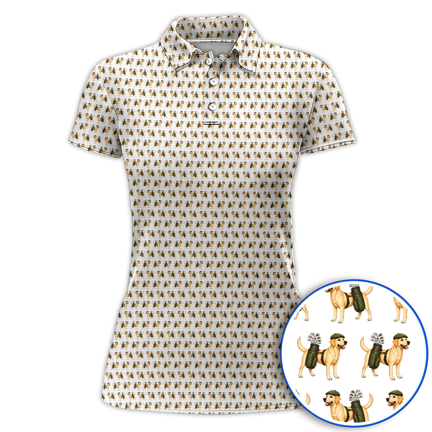 Funny Labrador Retriever Pattern Golf Shirt, Cute Yellow Lab Golf Polos For Pet Lover, Unique Golf Gift For Golfer