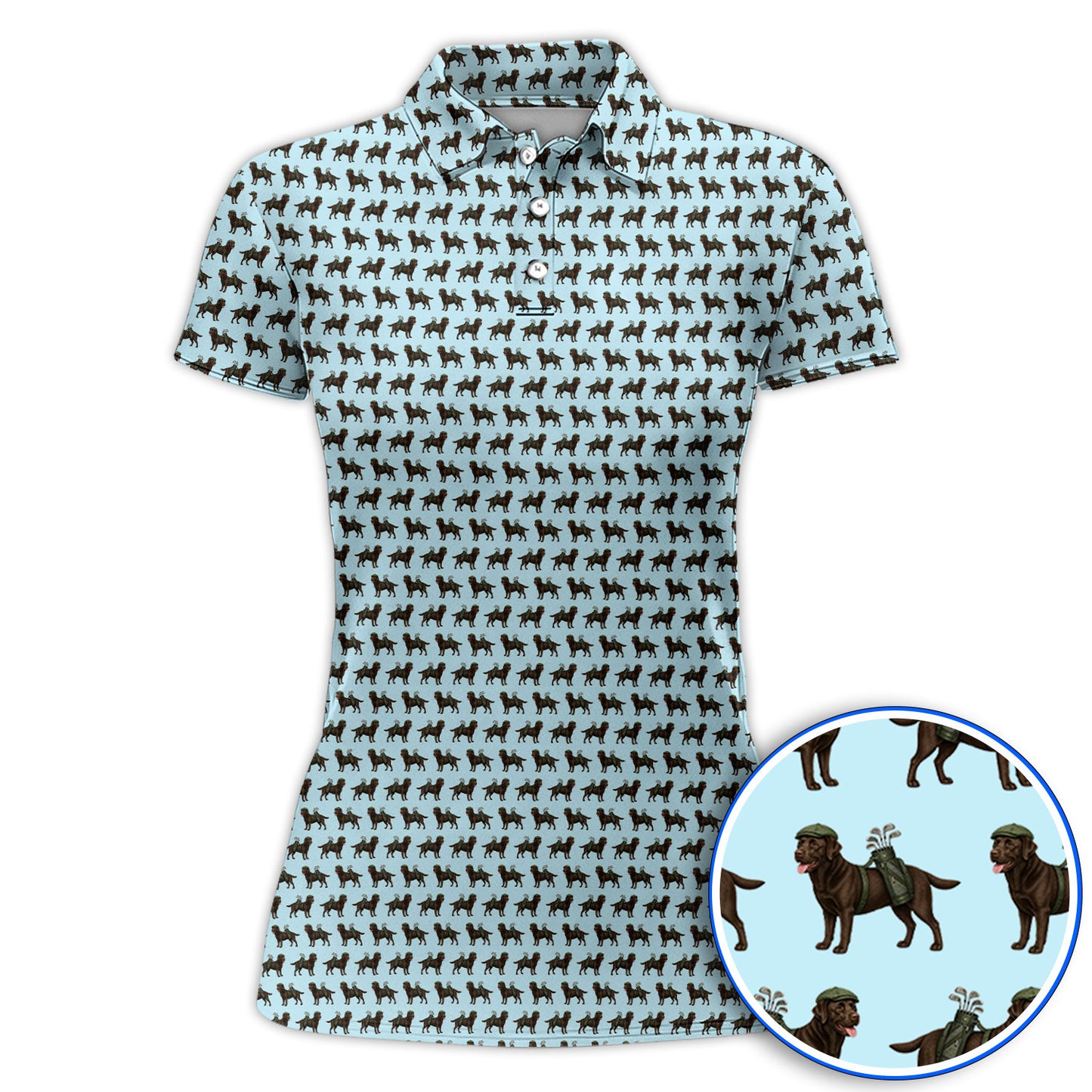 Funny Chocolate Labrador Pattern Golf Shirt, Chocolate Lab In Golf Hat Polos, Unique Dog Lover Gift For Golfer